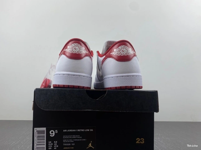 Reps TBK Jordan Retro 705329-101 Low 1 White Red Varsity 0714